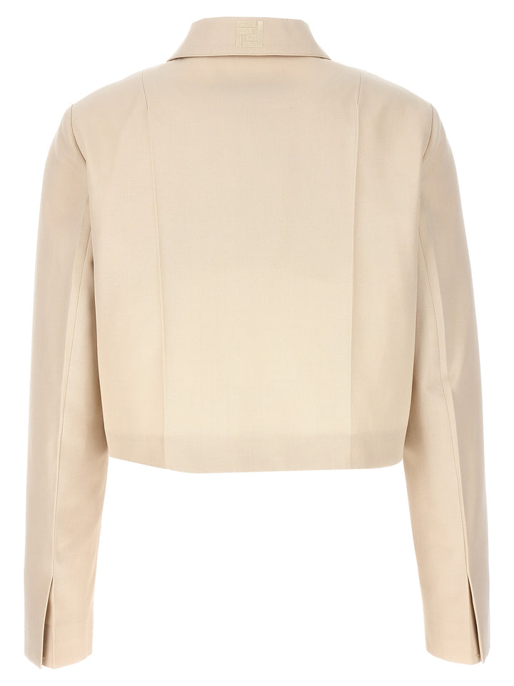 Fendi Tailored Crop Jacket BlazerS - Beige | 27e7637db5dd8d5102ae772dbe0e00c4f54b0edf