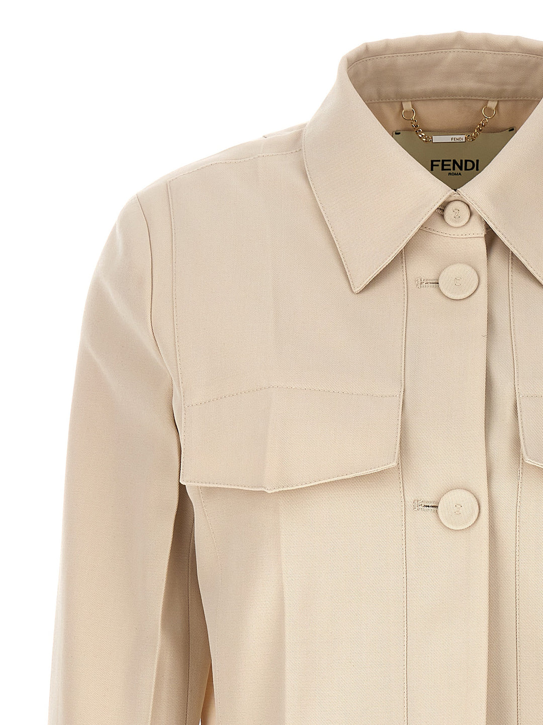 Fendi Tailored Crop Jacket BlazerS - Beige | 517c000960a38432121cd5ba6e09dd7e8d02dbae