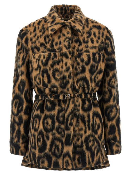 Animalier Jacket Coats And Trench Coats Beige