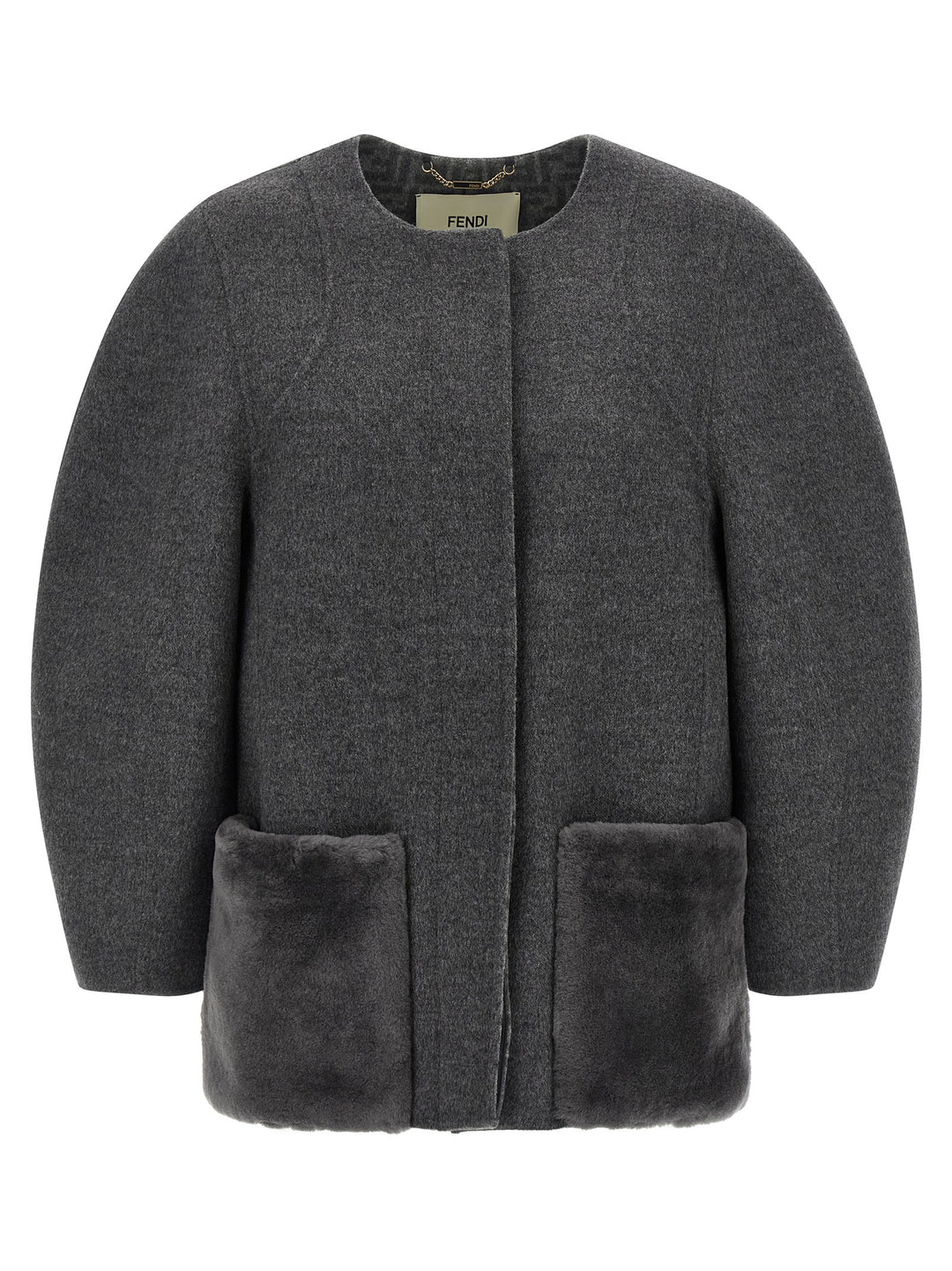 Fendi Blouson Cocoon Puffer Jackets - Gray | ae43a8500738d9ce7d081b7dc2213f50a980e236