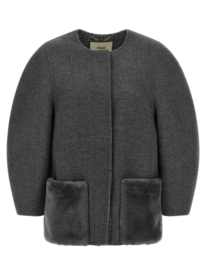 Fendi Blouson Cocoon Puffer Jackets - Gray | ae43a8500738d9ce7d081b7dc2213f50a980e236