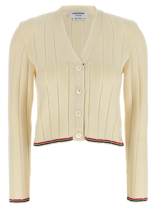 Ladder Full Needle Rib Stitch Sweaters And Cardigans White
