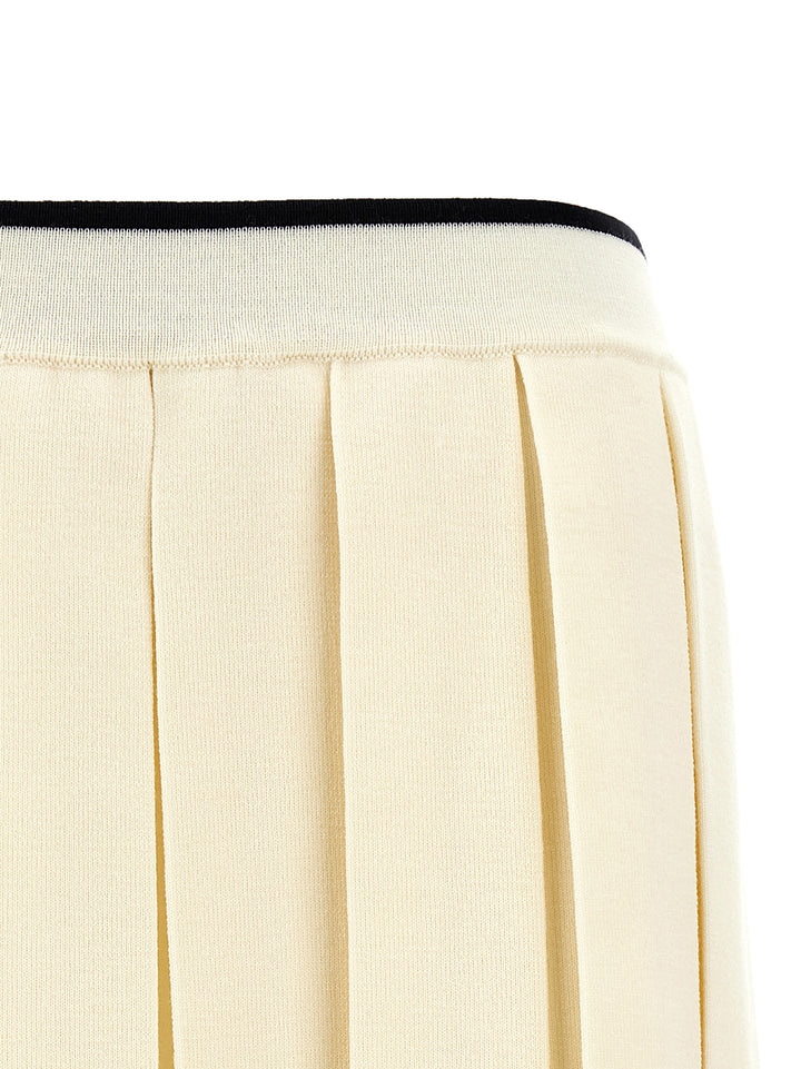 Knitted Pleated Skirt Skirts White