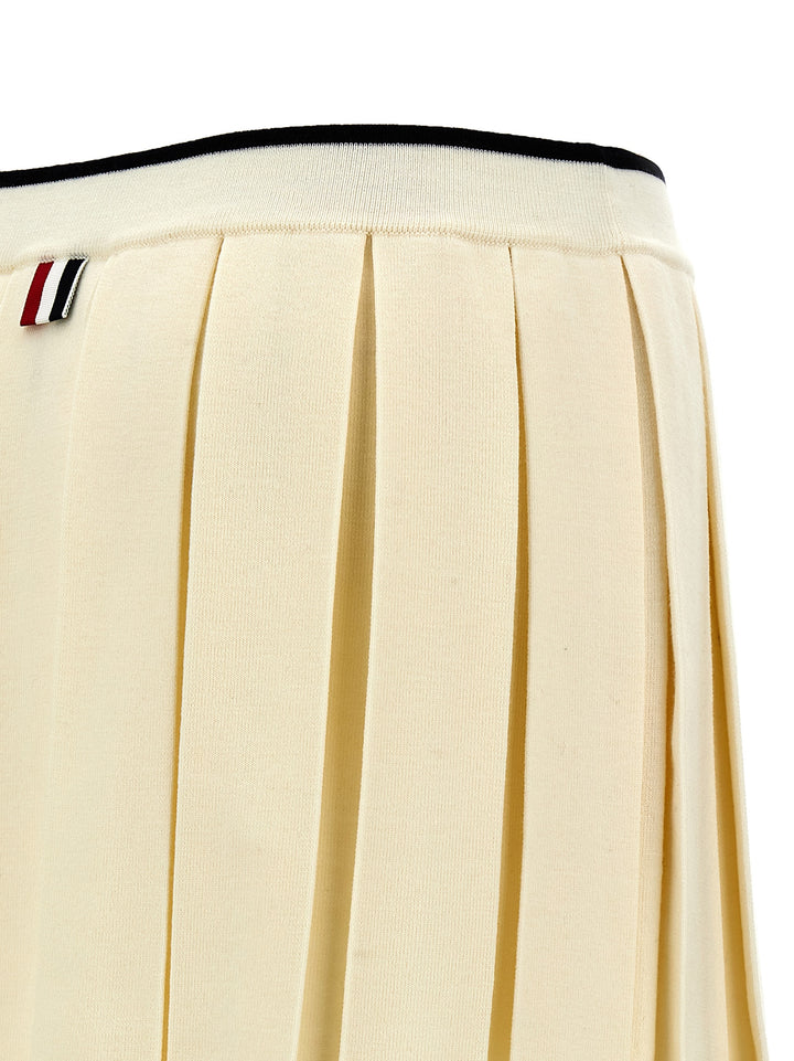 Knitted Pleated Skirt Skirts White