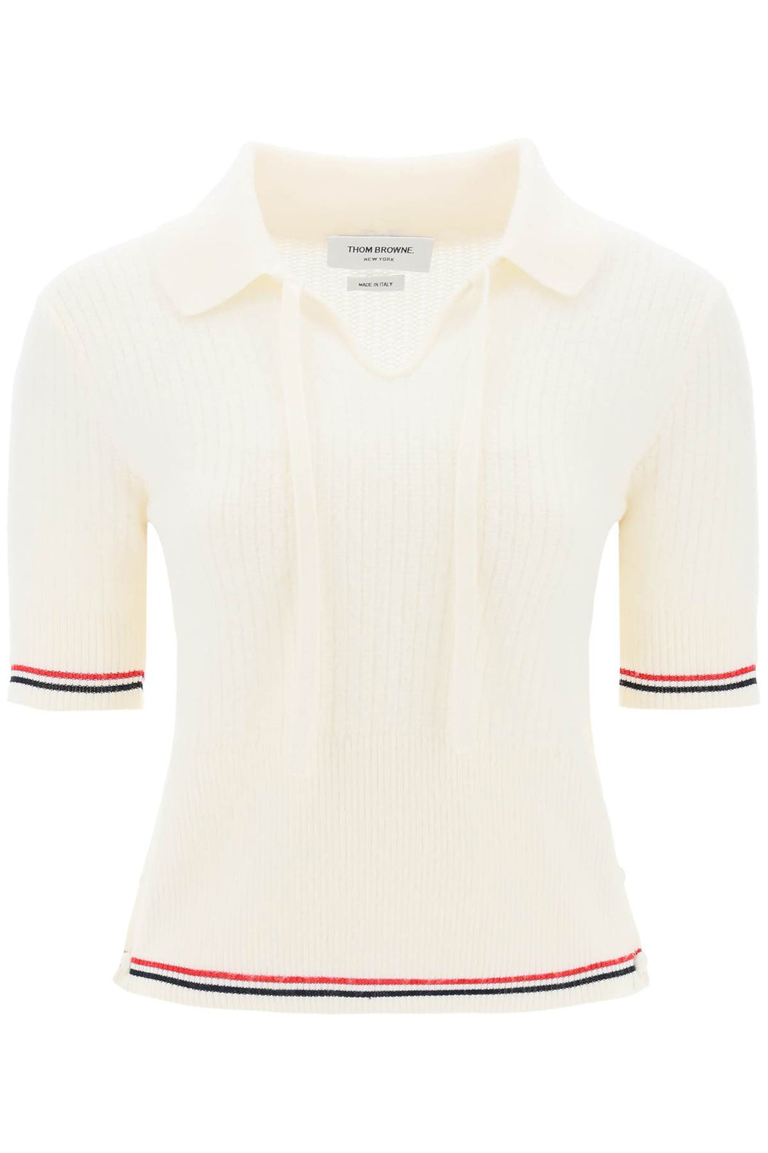 Wool Polo Shirt With Rwb Stripe