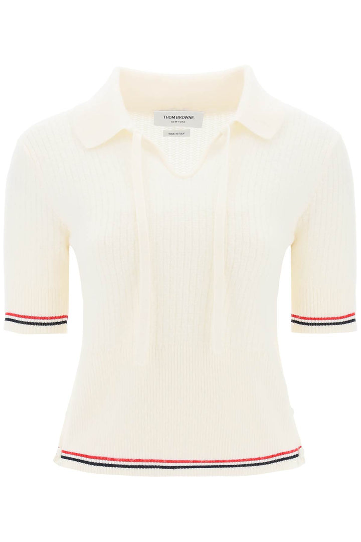 Wool Polo Shirt With Rwb Stripe