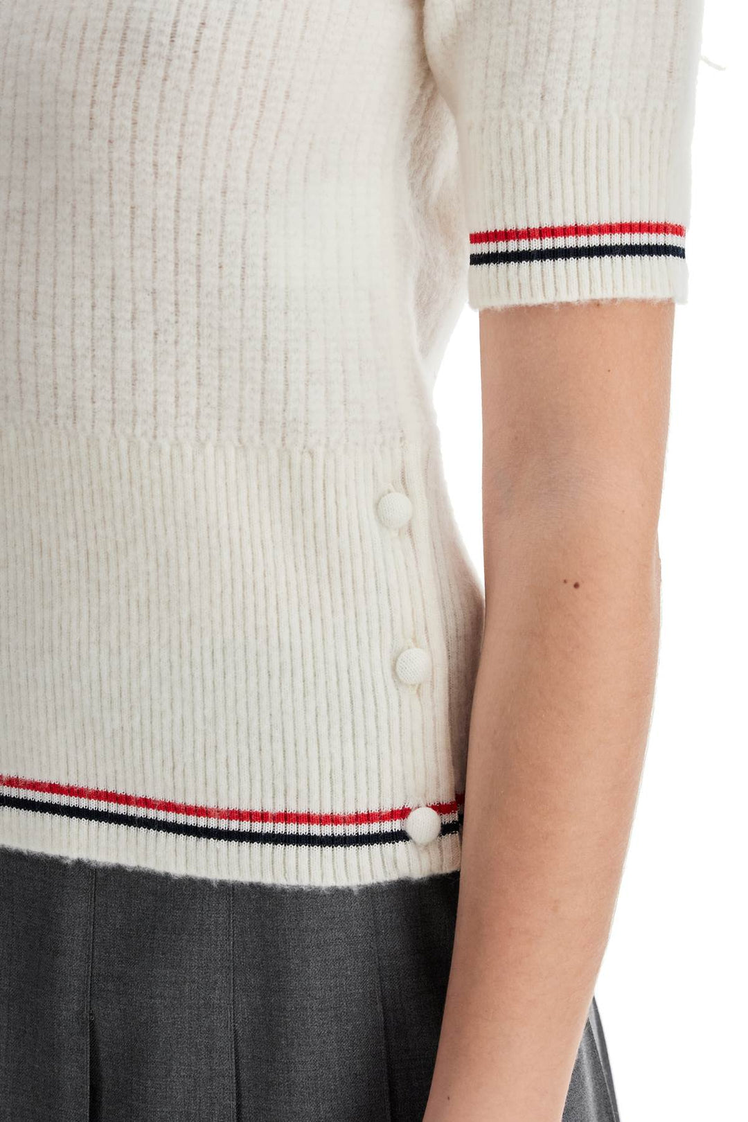 Wool Polo Shirt With Rwb Stripe