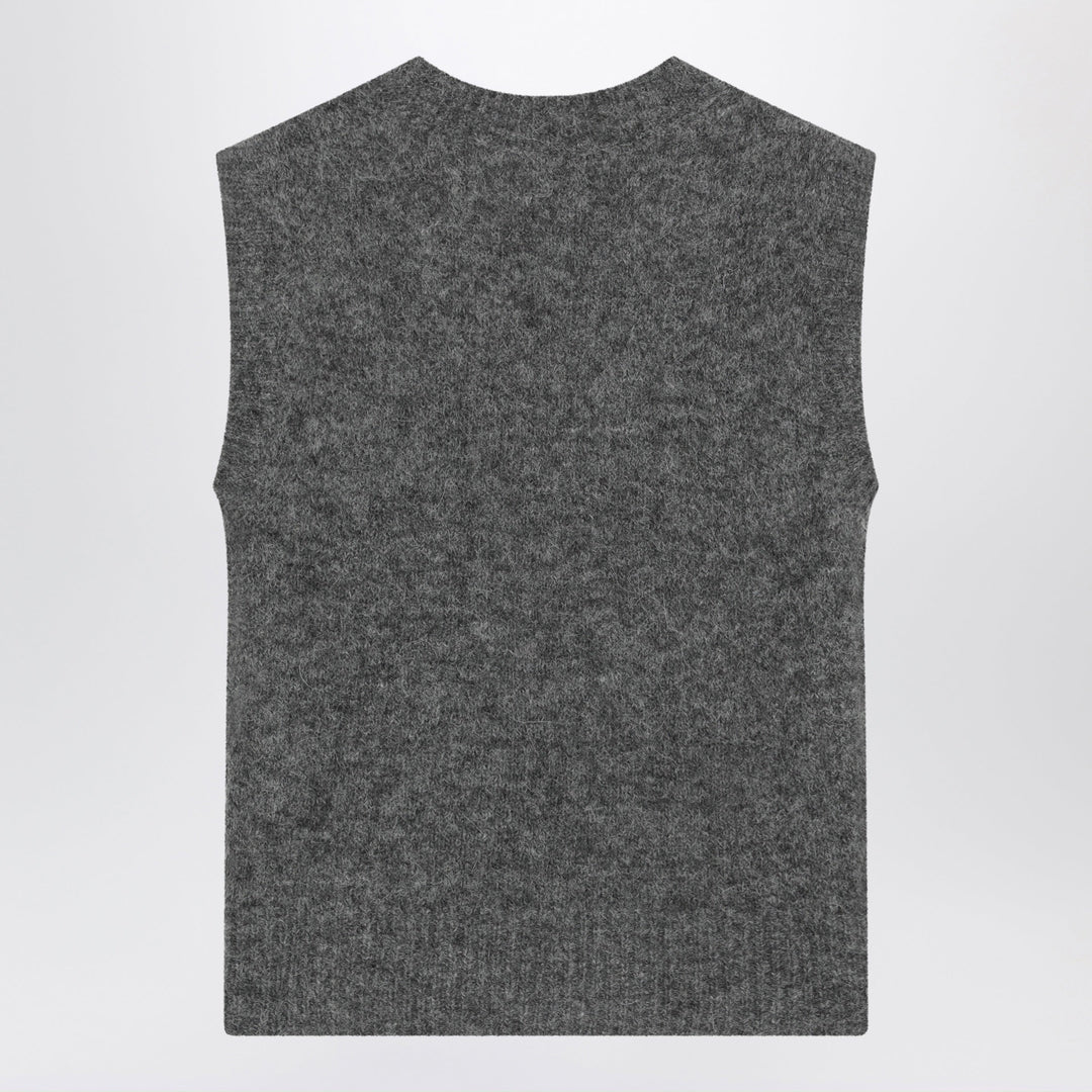 Ami Paris Vest Grey Mélange In Alpaca And Wool Blend