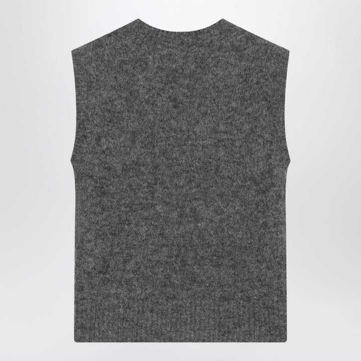 Ami Paris Vest Grey Mélange In Alpaca And Wool Blend