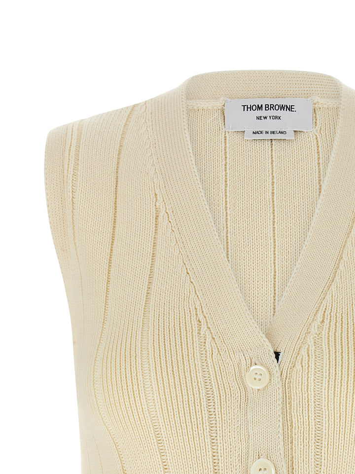Thom Browne Rwb Intarsia Vest Gilet - White | 9a4c1f6d943838f9140f7b94243fbb0ca62dd10b