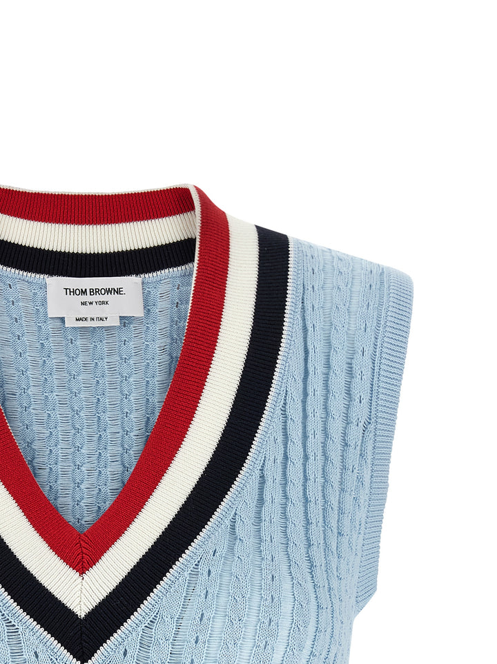 Thom Browne Rwb Gilet - Light Blue | d9e5f4f931e9a15a103bfa64b57be14ba7b5943c