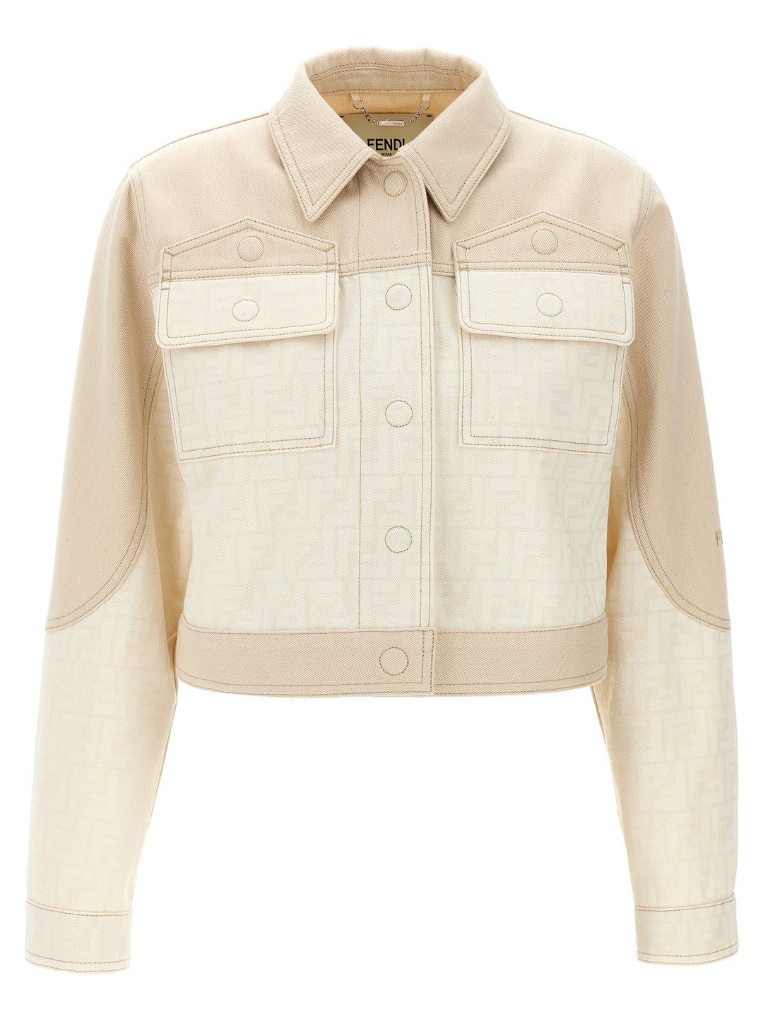 Two-Tone Denim Jacket Casual Jackets, Parka Beige