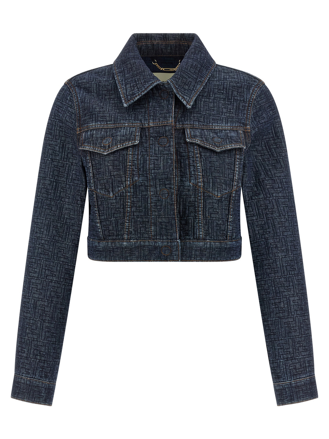 Fendi Ff Denim Bolero Jacket Puffer Jackets - Blue | 80d69e3f4d5fe3478f4f70f6d41cdb5d9aecc711