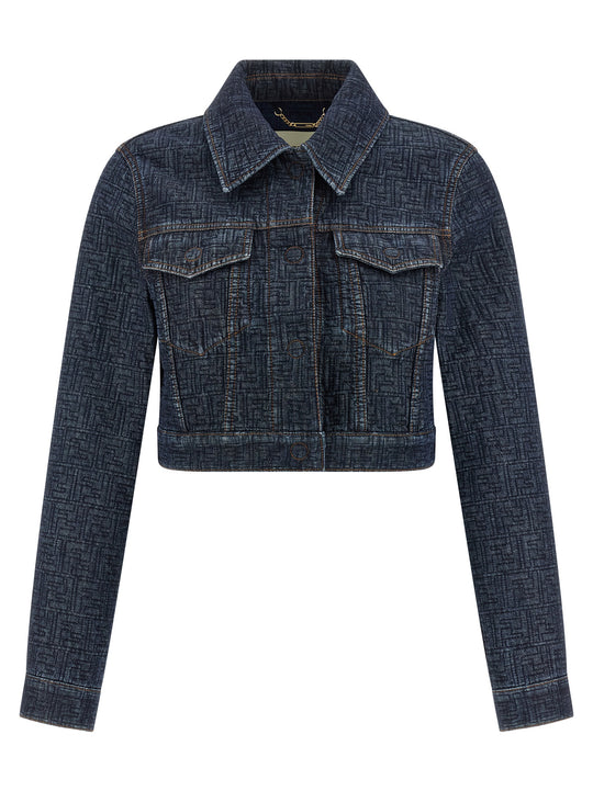 Ff Denim Bolero Jacket Puffer Jackets Blue