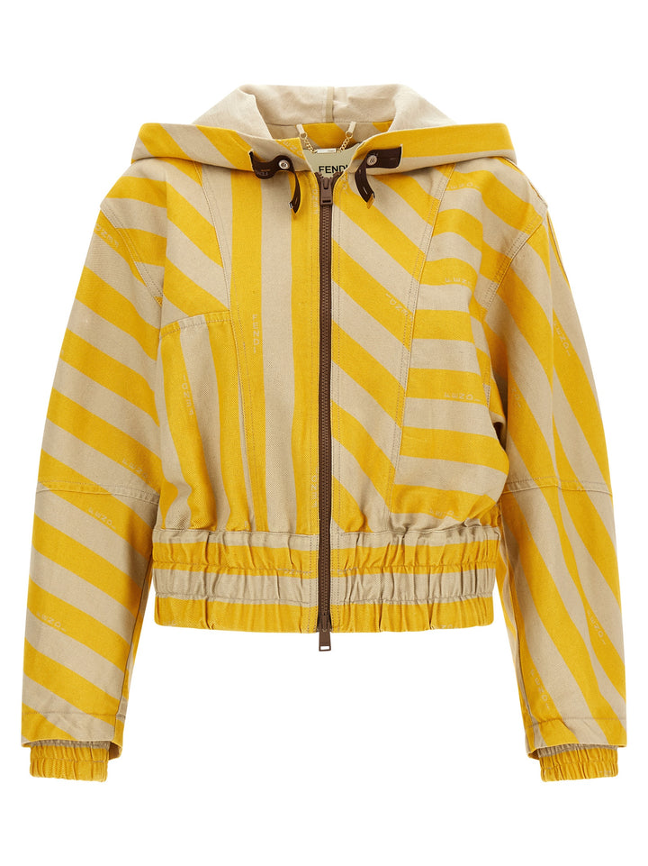 Fendi Pequin Striped Jacket Puffer Jackets - Yellow | ea423f495d6f26d00649b53d0f0d102caeb5fbe6
