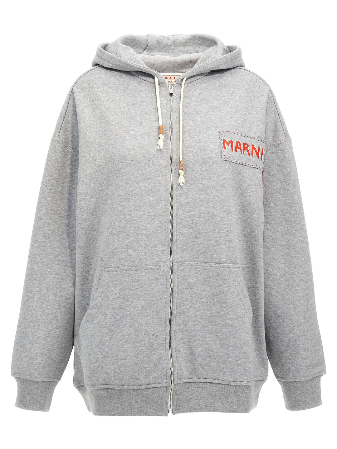 Logo Patch Hoodie Sweatshirt Gray