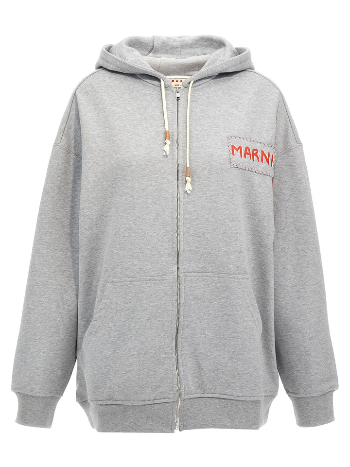 Logo Patch Hoodie Sweatshirt Gray