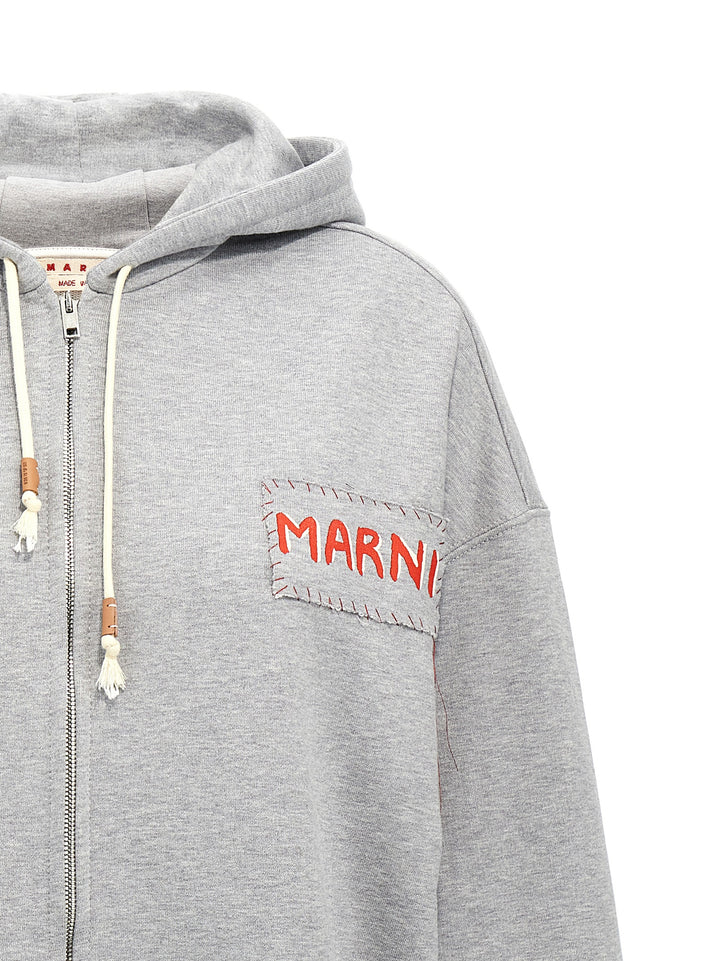 Logo Patch Hoodie Sweatshirt Gray