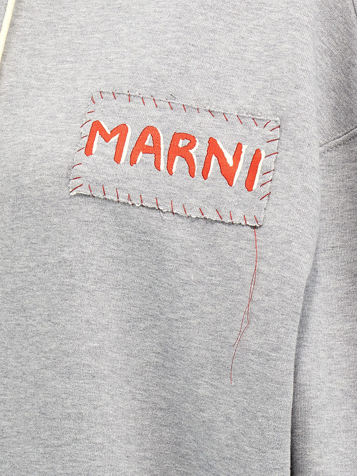 Logo Patch Hoodie Sweatshirt Gray