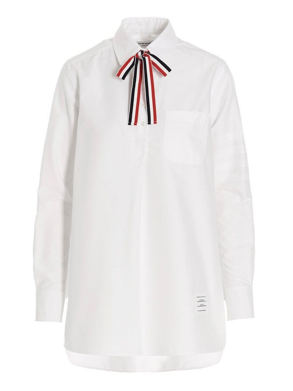 Logo Pussy Bow Blouse Shirt And Blouse White