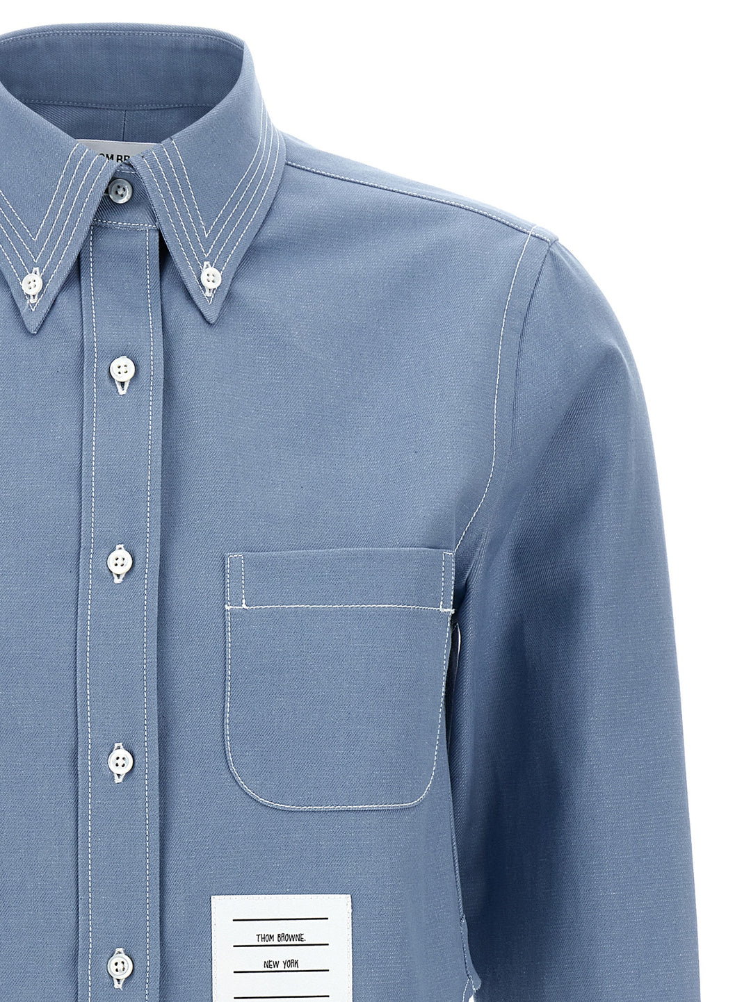 Thom Browne Denim Shirt Shirt and Blouse - Light Blue | 760b0b8d955acf786cceac85fd660214d3055d88
