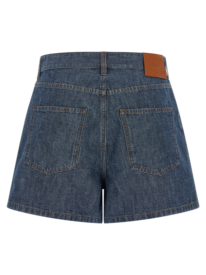 Fendi Chambray Denim Shorts Bermuda and Short - Blue | eed2e8670a176036577e9ac6aebc66e538f93983