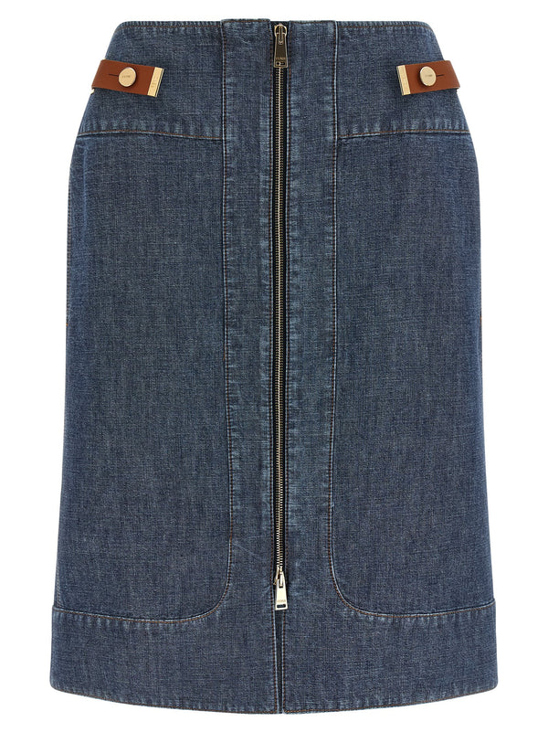 Chambray Denim Skirt Skirts Blue