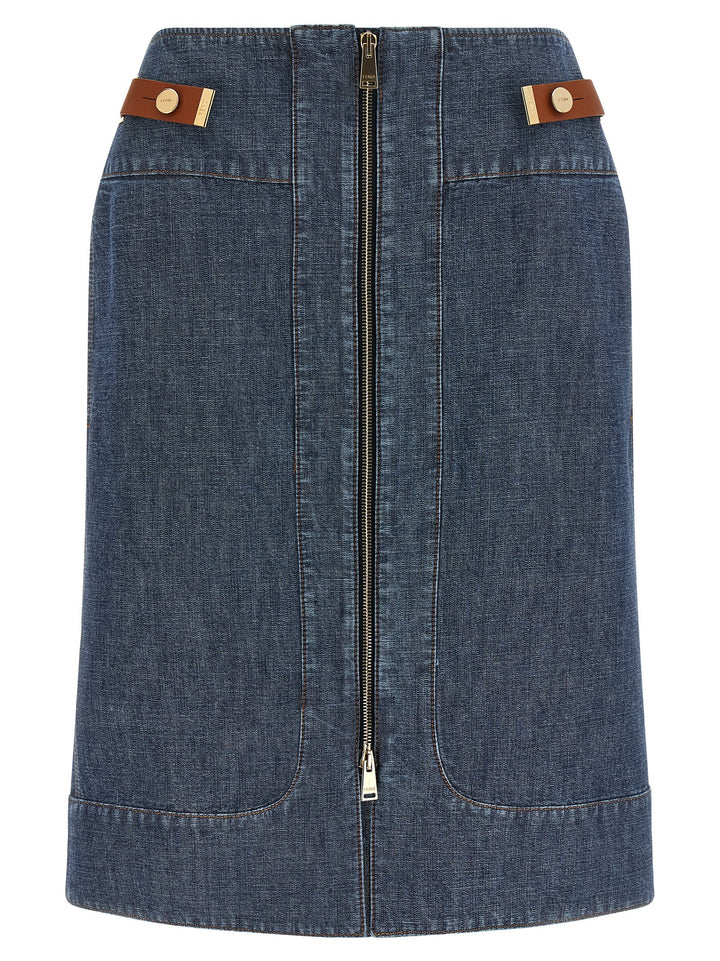 Fendi Chambray Denim Skirt Skirts - Blue | 00c0a9a602c9e14e1d7af6e018718944448e373c