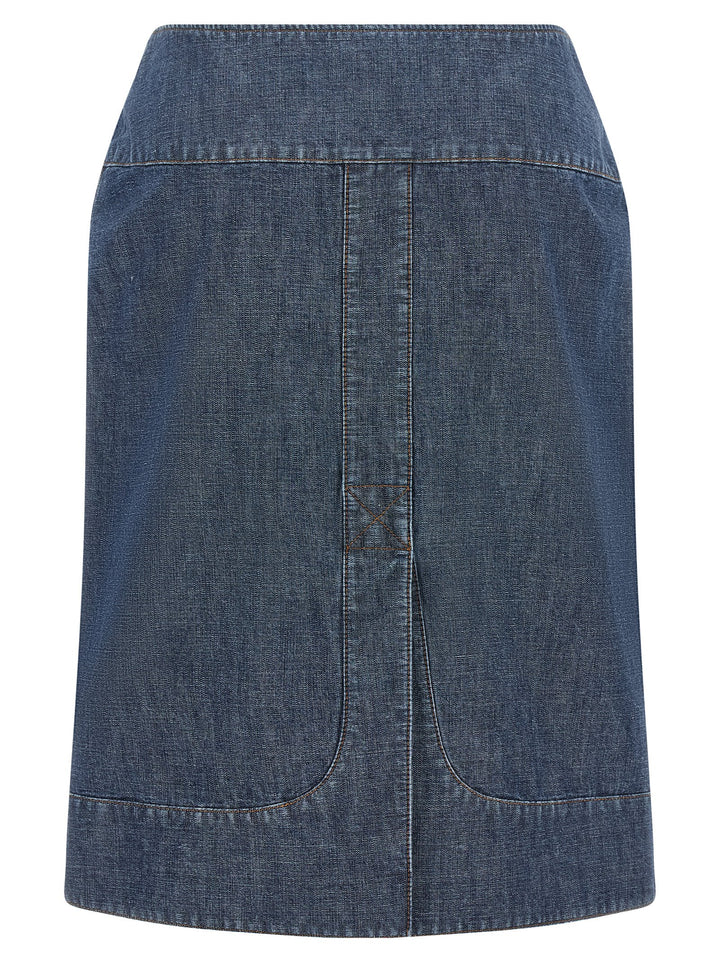 Fendi Chambray Denim Skirt Skirts - Blue | eebeea4481e424b39a267ce1a2da1fa1dbcc7574