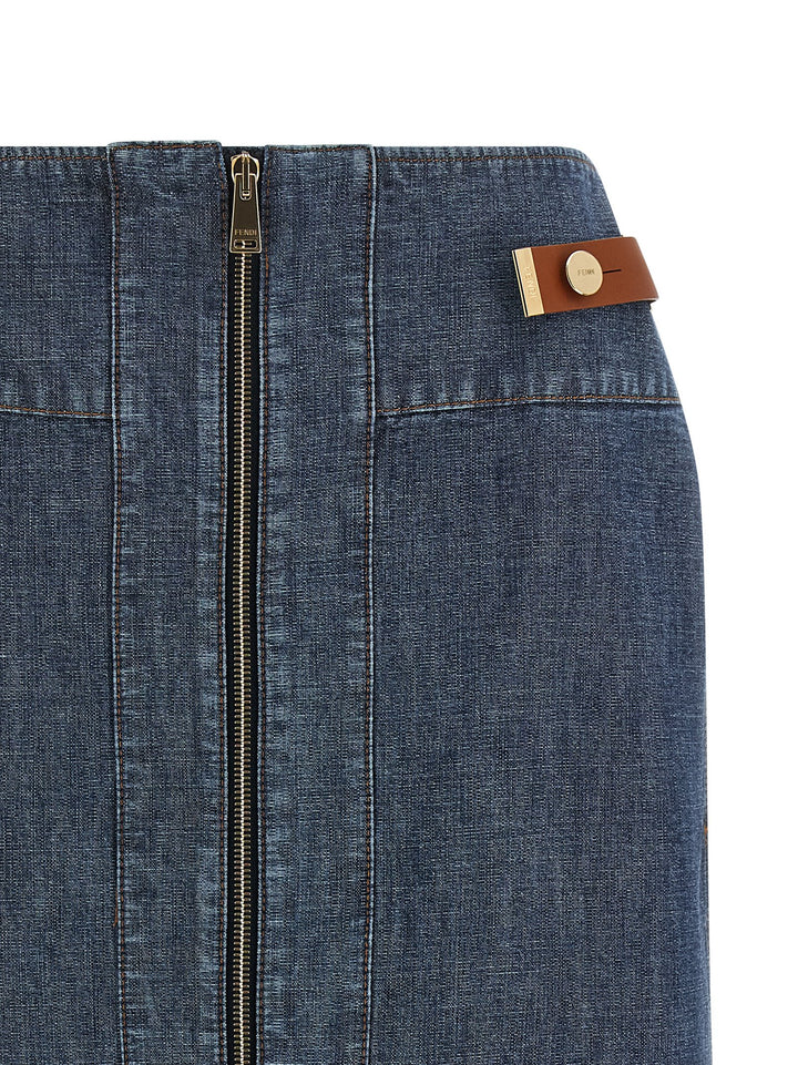 Fendi Chambray Denim Skirt Skirts - Blue | 43a3572a91ec7aa5d060f7c97ba879293fafec2f