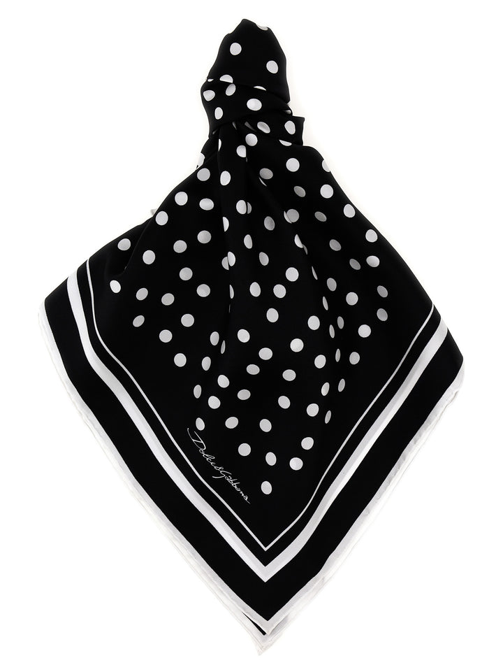 Dolce & Gabbana Polka Dot Scarf Scarves and Foulards - White/Black | 06085bd65dc1e5bd32fa59e3b5ca94b1be6f85bd