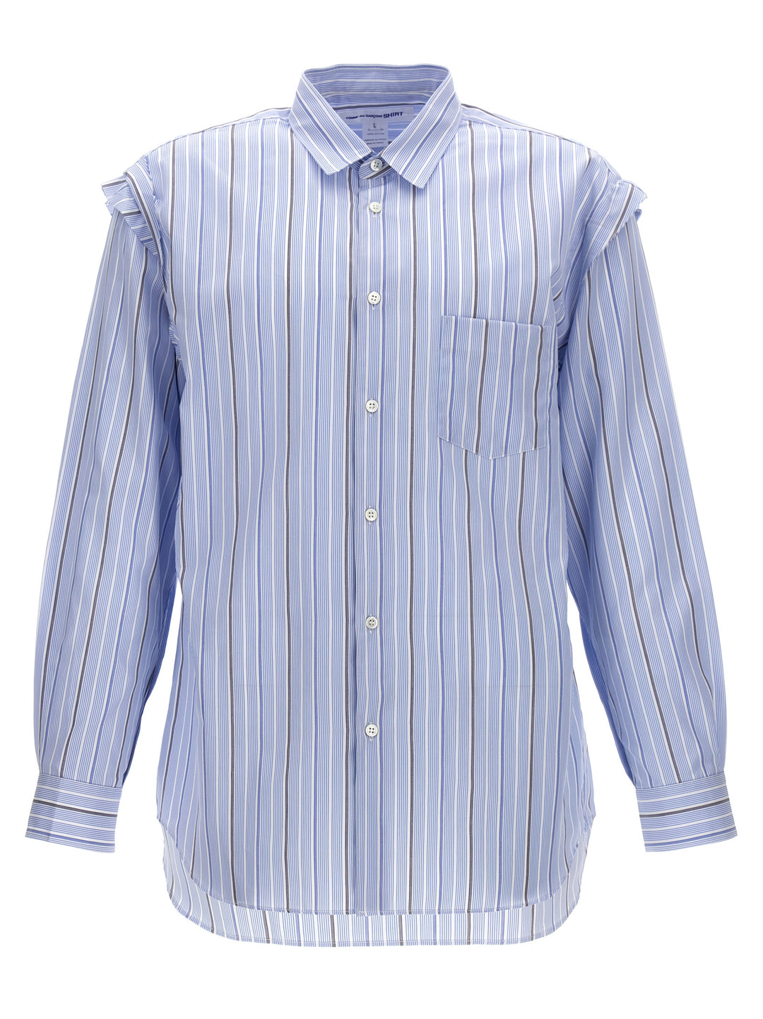 Unfinished Striped Shirt Shirt, Blouse Light Blue