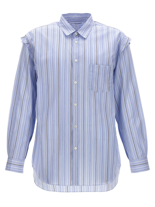 Unfinished Striped Shirt Shirt And Blouse Light Blue