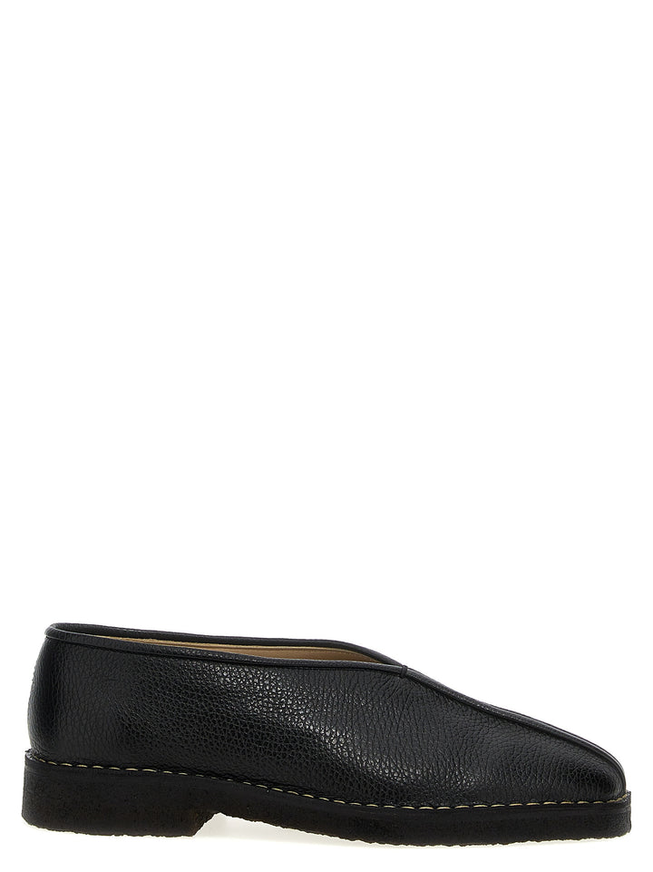 Piped Crepe Flat Shoes Black