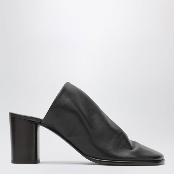 Mules Marrones Lambskin Con Tacón Ancho