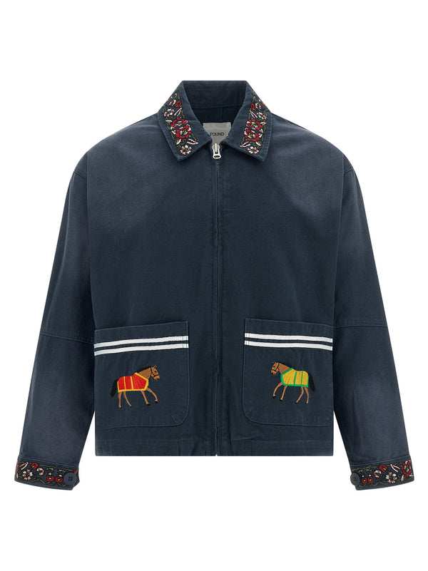 Horse Equine Puffer Jackets Blue