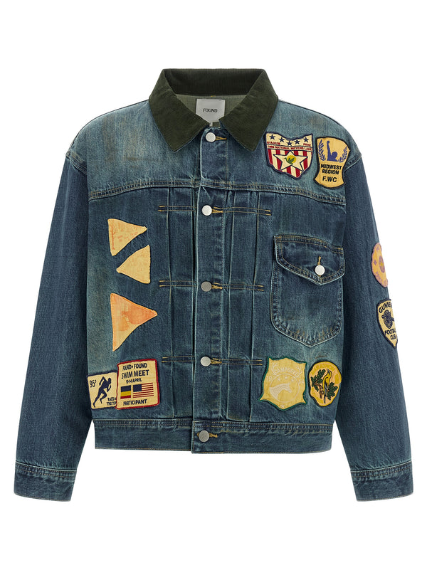 Patchwork Puffer Jackets Blue