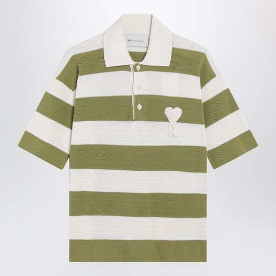 Ami De Coeur Striped Cotton Knit Polo Shirt