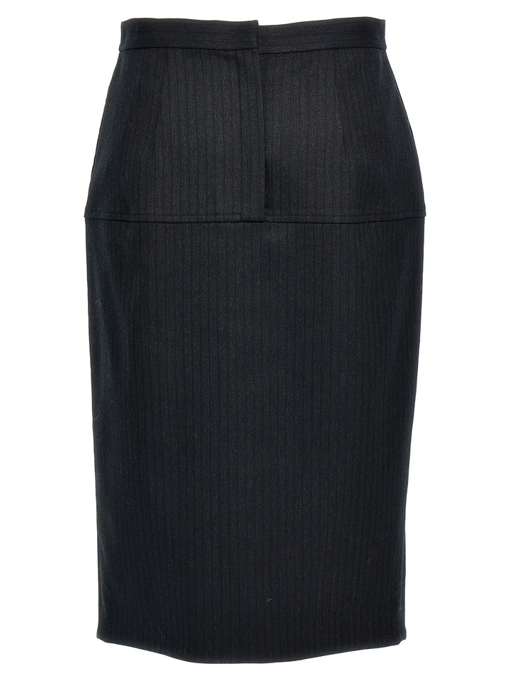 Fendi Pinstriped Wool Skirt Skirts - Gray | 928cd8587eb56546f7522f8065ef862e827c493d