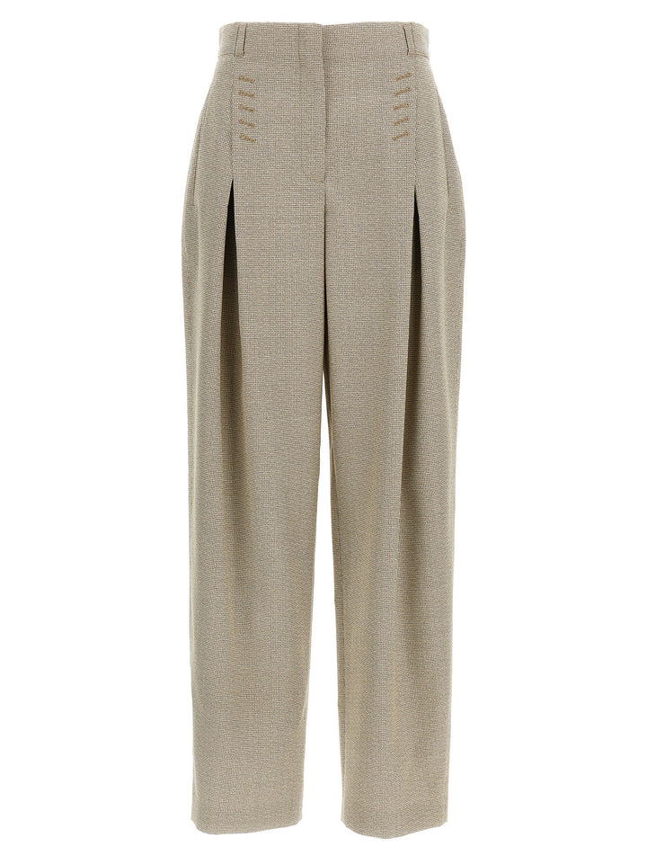 Fendi Micro Check Trousers Pants - Beige | e4acd833bf228accbcf438d542f99951aeb840b5