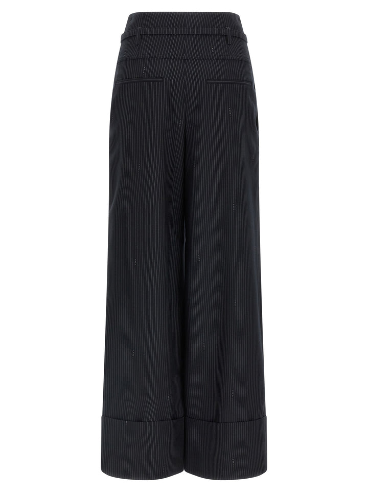 Fendi Pinstripe Wool Pants - Blue | cc09e6a075ce153d323acf6df959de422b2582fb