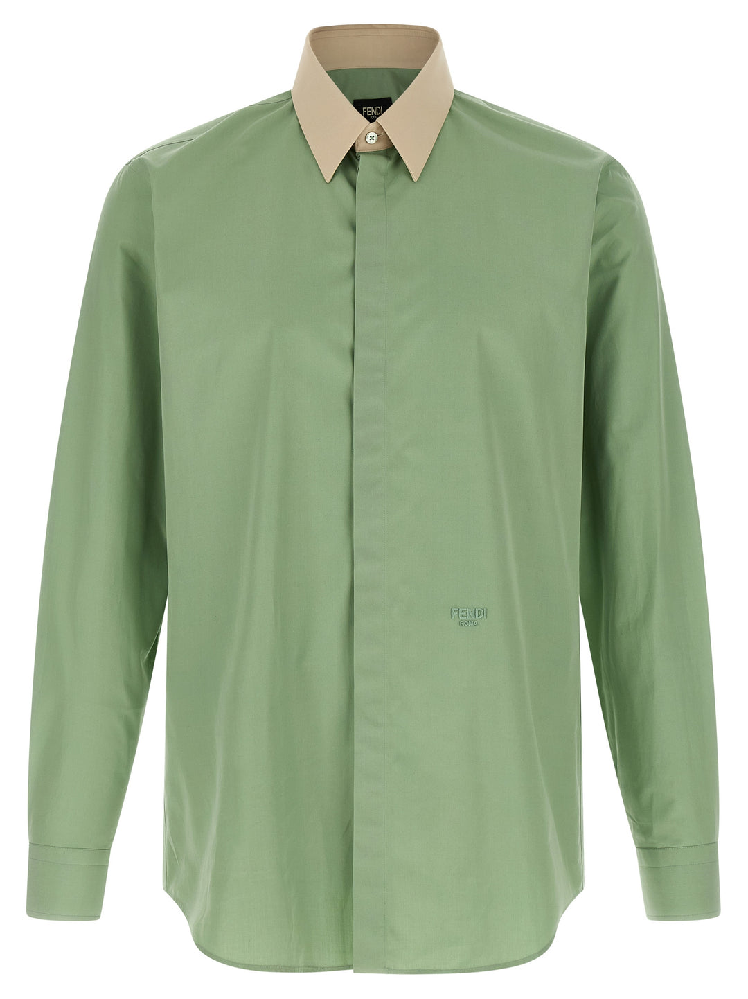 Fendi Contrast Collar Shirt Shirt and Blouse - Green | eba27f55838a15a91af0c95c0af5a7e4a5c91536