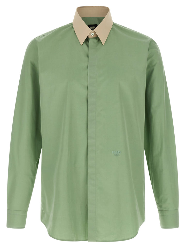 Fendi Contrast Collar Shirt Shirt and Blouse - Green | eba27f55838a15a91af0c95c0af5a7e4a5c91536