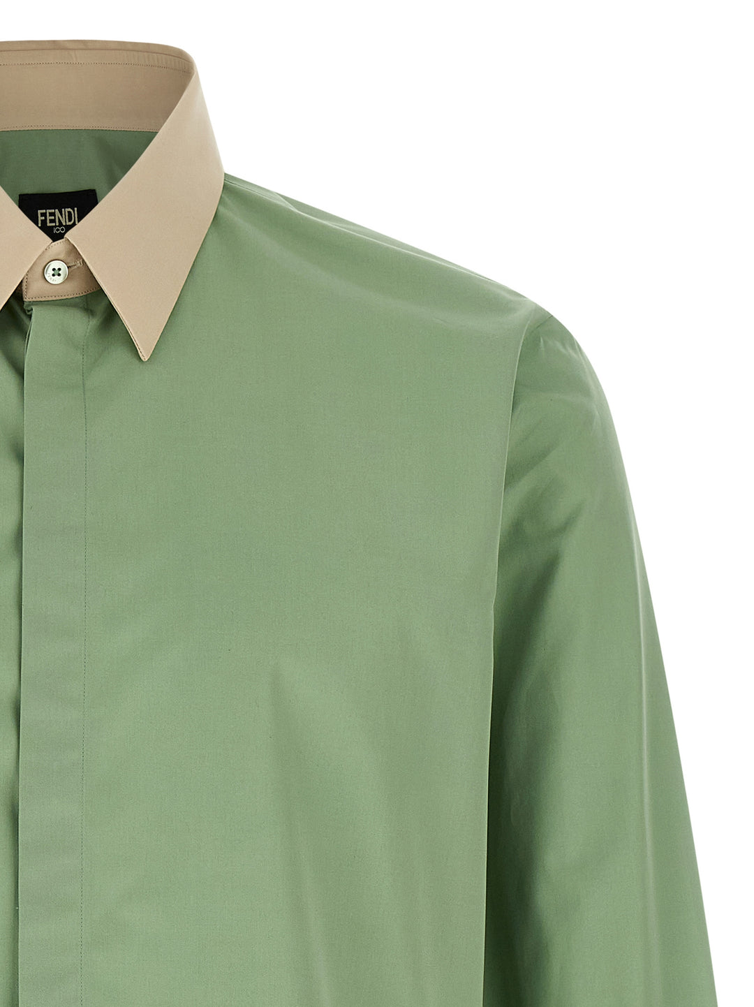 Fendi Contrast Collar Shirt Shirt and Blouse - Green | 0249a739d035eb69c76a8e9db3d9d2af99174e00