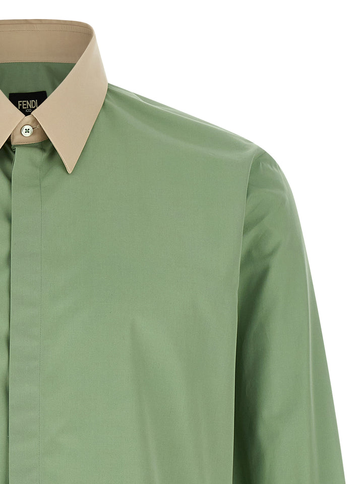 Fendi Contrast Collar Shirt Shirt and Blouse - Green | 0249a739d035eb69c76a8e9db3d9d2af99174e00