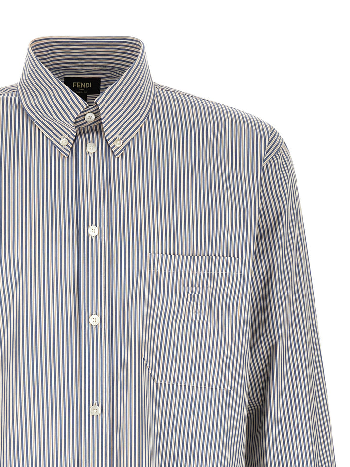 Fendi Striped Button-Down Shirt Shirt and Blouse - Blue | 09393044f1dda5fc35d5a58b584307f980bf1918