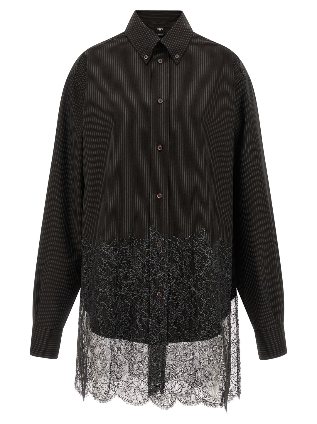 Fendi Wool And Lace Shirt Shirt and Blouse - Brown | 0dcdff52f2db47f048edb65ce9eea1c76e724fbb