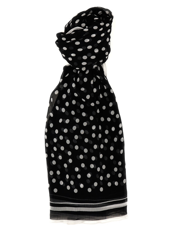 Polka Dot Chiffon Scarf Scarves And Foulards White/Black
