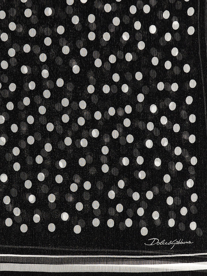 Dolce & Gabbana Polka Dot Chiffon Scarf Scarves and Foulards - White/Black | f4514e308105f0ec04eea6187410689254d4e3ef
