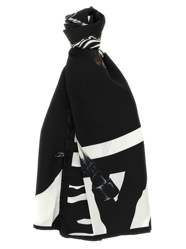 Zebra Print Scarf Scarves And Foulards White/Black